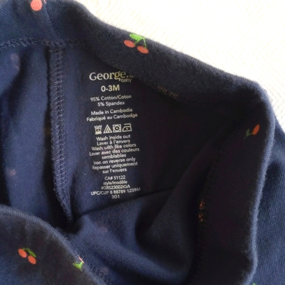 george cherry print leggings 0-3 months baby girl - Picture 3 of 4